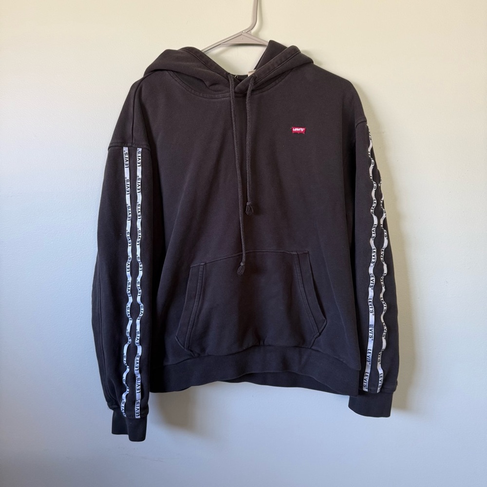 Black Levi Hoodie with Logo Detailing